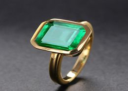 Gold Colour 18k Natural Emerald Rings Women Vintage Real Sier 925 Ring Mens Jewellery Brand Anniversary Party Gifts7468477