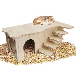 Pet Protective Shoes Hamster Wooden Hideout Dwarf Hut with for Windows Small Animal Detachable House Habitat Decor Hosehold Pets 231211