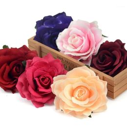 100pcs Artificial Deep Red Rose Silk Flower Heads For Wedding Decoration DIY Wreath Gift Box Scrapbooking Craft Fake Flowers1177l