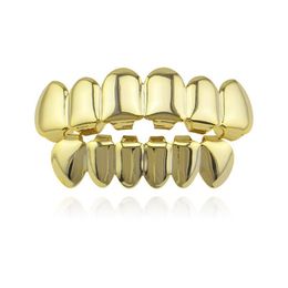 Hip Hop Gold Teeth Grillz Top & Bottom Grills Dental Mouth Punk Teeth Caps Cosplay Party Tooth Rapper Jewellery Gift 268a