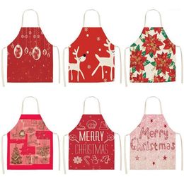 1Pcs Red Christmas Apron Cotton Linen Pinafore Xmas Decor Pendant Adult Bibs 53 65cm Home Kitchen Cooking Accessories CM100513090