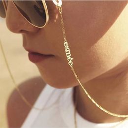 Pendant Necklaces Mini World Sunglasses Masking Chains for Women Personalised Stainless Steel Jewellery Custom Name Glasses Chain Lanyard 231212