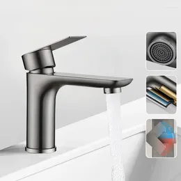 Bathroom Sink Faucets Faucet 304 Stainless Steel Cold Water Mixed For Haplopore Basin Tap 80cm Pipe Grey Black Silver