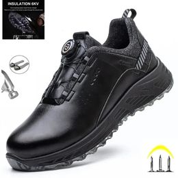 Safety Shoes Insulation 6KV Black Leather Work Safety Shoes For Men Anti Smashing Steel Toe Cap Boots Non-slip Indestructible Male Footwear 231211