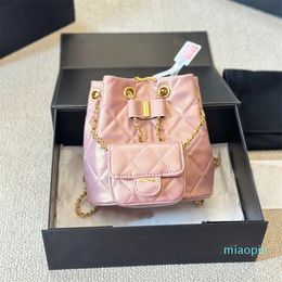 Women Luxury Backpack Mini Drawstring Bag Shiny Bottom Large Calf Leather Comfortable Retro Exquisite Small Book Bag Tote Shoulder Crossbody