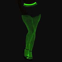 2023 New Adult Women Sexy Luminous Fishnet Bodystocking Erotic Glow in the Dark Hollow Out See Through Tights Lingerie Clothes sexy