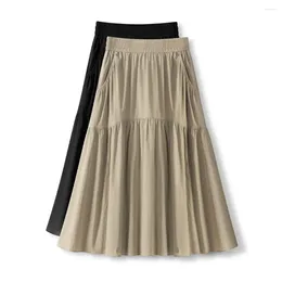 Skirts 2024 6xl Plus Size Pocket Casual Women's Skirt Summer Stylisch High Waist All-match Slimming Umbrella