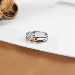 Layer Rings Love Womens Men Trendy x Braided Fashion Ladies Jewellery Double Designer Ring for Couple Birthday Party Gift244U