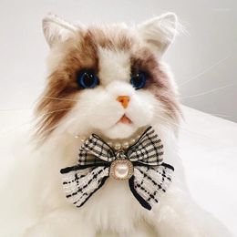 Dog Collars 1pc Korean Premium Pet Pearl Necklace Small Fragrant Bow Cat Collar Cute Neck Ring Teddy Chain Jewellery Supplies