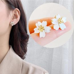 Stud Earrings Fashion Flower For Women 925 Silver Sterling Pin Copper Gold Plated Body Jewelry