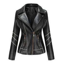 Women's Jackets Swallow Tail Jacket Women Women'S Slim Leather Stand-Up Collar Zipper Stitching Solid Color Smart Casual Jackets For WomenL231212