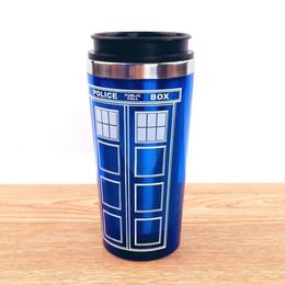 Doctor Dr Who Tardis Coffee Cup Stainless Steel Interior Thermos Mug Thermomug Thermocup 450ml quality 201109304C