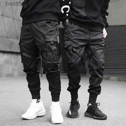 Men's Pants Streetwear Black Mens Harem Joggers Pants Cargo Pants 2023 Hip Hop Casual Pockets Sweatpants Oversized Fashion TrousersL231212