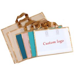 Evening Bags 50pcs Customised Plastic Bag For Shopping Packaging Printed Custom Wholesale Business PE Tote BagPrinting Fee Is 231212