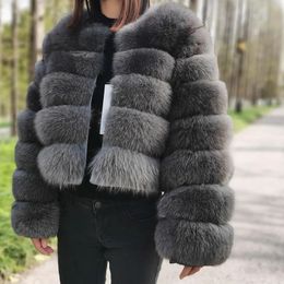 Women's Fur Faux Fur Maomaokong Natural Real Fox Fur Coat Women Winter Warm Luxury Fur Jacket Detachable Long Sleeves Female Vest Furry Coats 231211