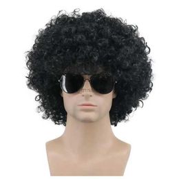 Cosplay Wigs Adult Men Women Afro 70s 80s Short Curly Black Rocker Party Wig California Halloween Costume Cosplay WigL240124