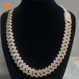 Design Iced Out Moissanite Diamonds Baguette Hip Hop Cuban Chain High Quality Vvs Moissanite Necklace