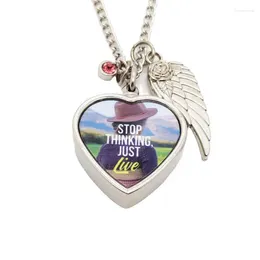 Pendant Necklaces 2pcs Sublimation Blanks Heart Shape Necklace For Ashes With Birthstones Cremation Jewellery