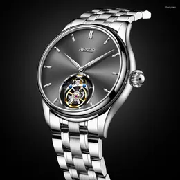 Wristwatches AESOP Skeleton Luxury Watch Man Flying Tourbillon Mechanical Movement Sappire Waterproof Wristwatch Men Manual Winding Clock