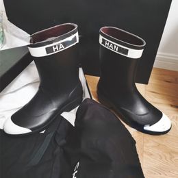 Trendy Brand Boots Women's Rainboots Fashion Thick Soled Half Boots Colour Matching Rain Shoes for External Wear Water Shoes