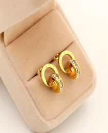 Fashion brand Titanium steel Small square stud Roman earring Jewellery 18k Gold plated silverrose Colour for woman gift8815537