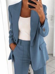 Women's Two Piece Pant's Clothing Pieces Office Ladies Business Sets Formal Blazer and Pants Solid Oversized Tracksuit Plus Size 4XL 5XL 231211