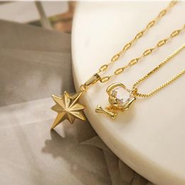 Pendant Necklaces Creative Gold Plated Delicate Zircon Cute Dog Geometric Necklace For Women Trendy Simple Charm Star Jewellery