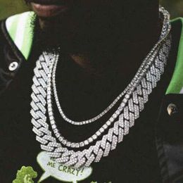 Luxury Hip Hop Jewellery 925 Sterling Silver Moissanite Diamond Men Chain Iced Out Cuban Necklace