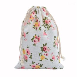 50pcs Linen Cotton Bag 10x14cm Muslin Cosmetics Gifts Jewellery Packaging Bags Cute Drawstring Gift Bag & Pouches12517