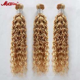 Lace Wigs Honey Blonde Hair Bundles P27/613 Highlight Water Wave Bundles 30 Inch Ombre Blonde Colour Curly Hair Weaving BundlesL240124