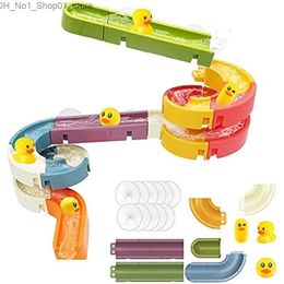 Bath Toys Children Bathtub Toy Slide Shower DIY assembly water track bath turn Happy Duckling Track Games Play Water Toys Q231212