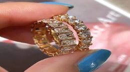 Handmade Lovers infinity Band Diamond ring 925 Sterling silver Engagement wedding rings for women men 4mm zircon crystal Bijoux 228143539