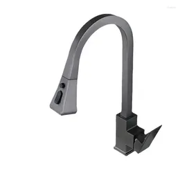 Kitchen Faucets Household Minimalist All Copper Gun Gray Pull-out Black Faucet And Cold Water