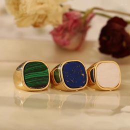 Cluster Rings Vintage Square Marble Colour Wedding 2023 Elegant Metal Chunky Finger Ring Creative Jewellery For Women Bague Femme Accessory