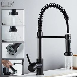 Kitchen Faucets Deck Mounted Flexible Pull Out Mixer Tap Black Cold Faucet Spring Style with Spray Mixers Taps E9009 231211