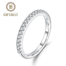 GEM'S BALLET 925 Sterling Silver Half Eternity Wedding Band Ring Real Moissanite Ring For Women Fine Jewellery 1 5mm EF Colour Y264I