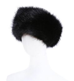 10 colors Womens Faux Fur Headband Luxury Adjustable Winter warm Black White Nature Girls Fur Earwarmer Earmuff Hats For Women8147624