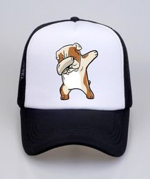 dabbing Bulldog print women baseball cap summer cool Dad hat Mesh Trucker hat adjustable men Cartoon Bulldog Funny hats66982799530445