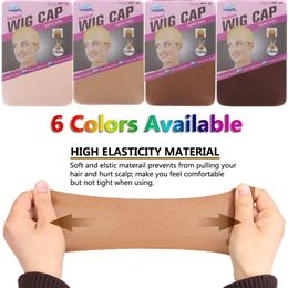 Wig Caps 24 pieces 12 packs Wig Cap Hairnet Weave Stretch Mesh Wig Cap for Making Wigs Stocking Cap 6 Colors Hair Nets 231211