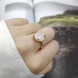 Cluster Rings For Women Unique Irregular Oval Candy Stone CZ Light Gold Colour Wedding Party Finger Ring Gift Fashion Jewellery R880