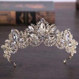 New Fashion Wedding Crystal Crown Hair Jewelry Gold High quality Handmade Rhinestone Bridal Tiaras Crown Accessories311E