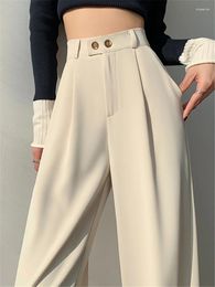 Women's Pants Spring Summer High Waist Suit Wide Leg 2023 Female Elegant Minimalism Solid Straight Chic Trousers