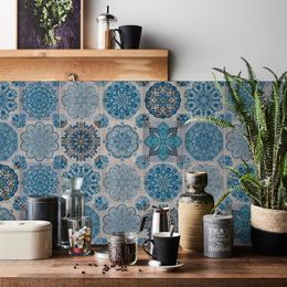 Wall Stickers 24pcs Mandala Tile Sticker Kitchen Waterproof Self Adhesive Peel And Stick Wallpaper PVC Removable Home Decoration Decal 231212