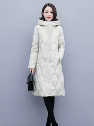 Women's Trench Coats Down Cotton Jacket Mid Length 2023 Winter Korean Loose Fitting Fashionable Parkas Thickened Casual