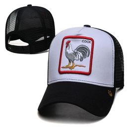 2022 Men's Fan's Cartoon Adjustable Hat White Colour Cock Embroidered Mesh Golf Visor One Size Hats Fashion Hip Hop Mix C300P