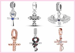 925 Silver Fit Charm 925 Bracelet Cross Skull Charm Evil Eyes Dark charms set Pendant DIY Fine Beads Jewelry4142730