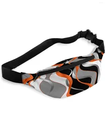 Waist Bags Abstract Lines Orange For Women Man Travel Shoulder Crossbody Chest Waterproof Fanny Pack