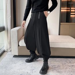 Men's Pants SYUHGFA Fashion Metal Zippered Suit Loose Casual Solid Color Simple Male Trousers 2023 Autumn Personality