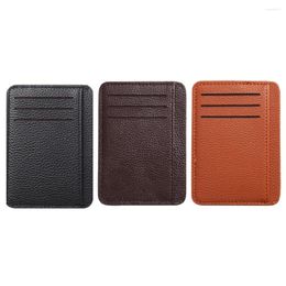 Card Holders Mini Coin Purse Casual Ladies Retro Men Litchee Pattern Solid Colour PU Case Bag For