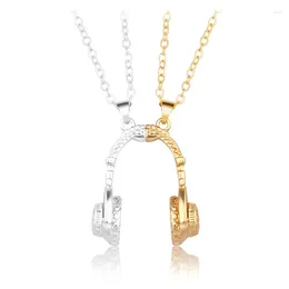 Pendant Necklaces 2PCS Fashion Headphone Necklace Earphones Music Jewelry For Men Gift Hip Hop DJ Rapper Personalize N2UE